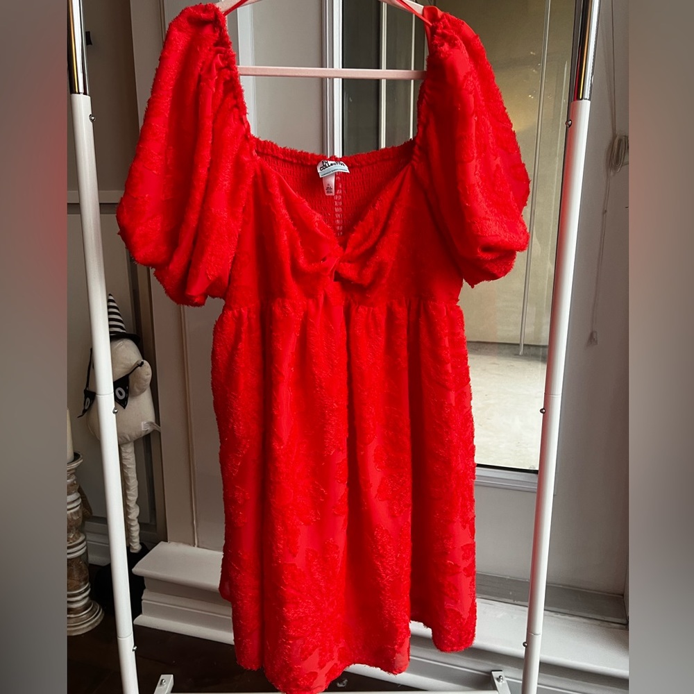 Future Collective Target Red Orange Puff Dress SZ 1x